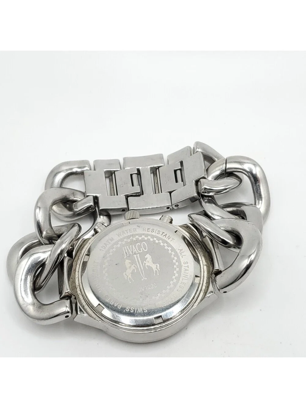 Jivago Multifunction Quartz Watch Men 38mm Silver Tone Chain Band New Battery